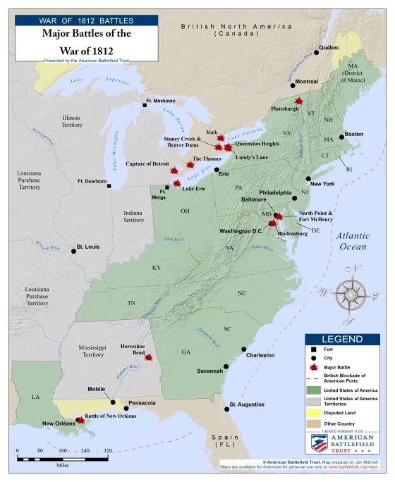 what were key battles in the war of 1812